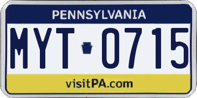 PA license plate MYT0715