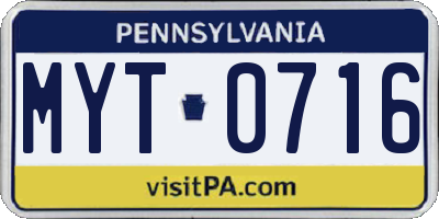 PA license plate MYT0716