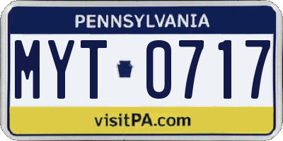 PA license plate MYT0717