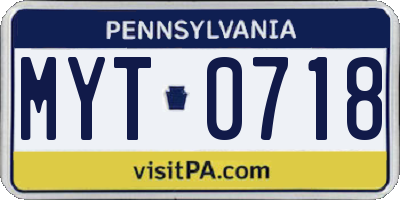 PA license plate MYT0718