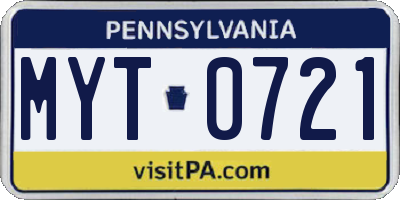 PA license plate MYT0721