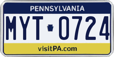 PA license plate MYT0724