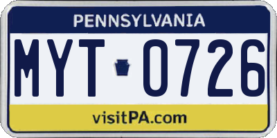 PA license plate MYT0726