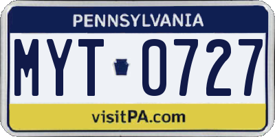 PA license plate MYT0727