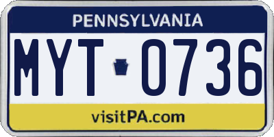 PA license plate MYT0736