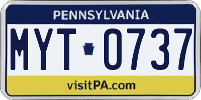 PA license plate MYT0737