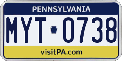 PA license plate MYT0738