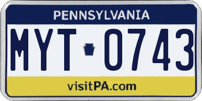 PA license plate MYT0743