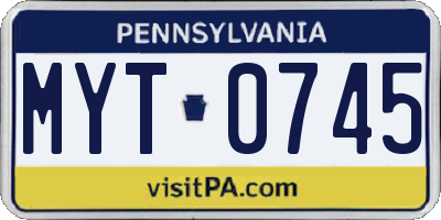 PA license plate MYT0745