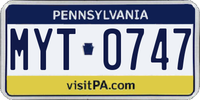PA license plate MYT0747