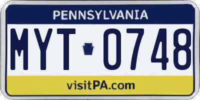 PA license plate MYT0748