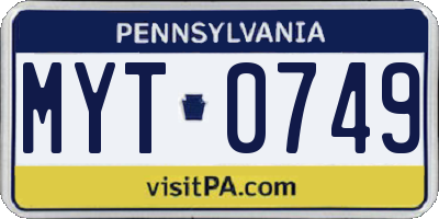 PA license plate MYT0749