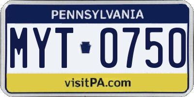 PA license plate MYT0750