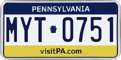 PA license plate MYT0751