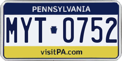 PA license plate MYT0752