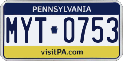 PA license plate MYT0753