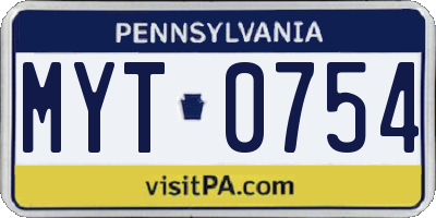 PA license plate MYT0754
