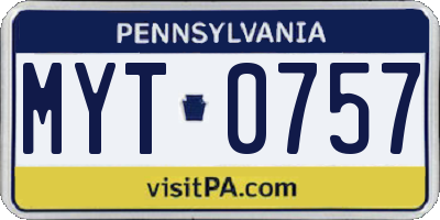 PA license plate MYT0757