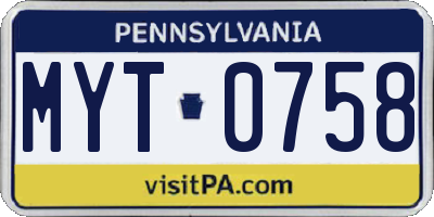 PA license plate MYT0758