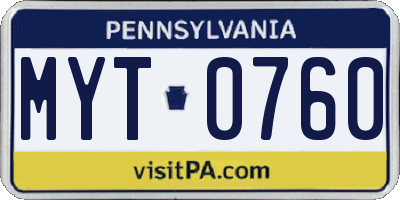 PA license plate MYT0760