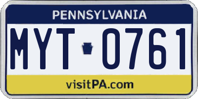 PA license plate MYT0761