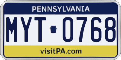 PA license plate MYT0768