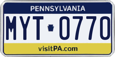 PA license plate MYT0770