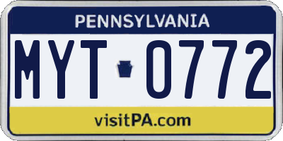 PA license plate MYT0772
