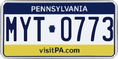 PA license plate MYT0773