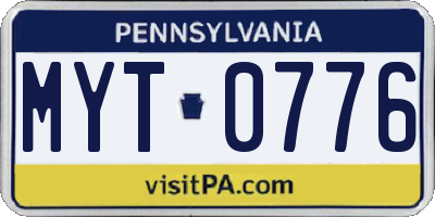 PA license plate MYT0776