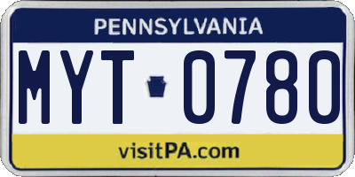 PA license plate MYT0780