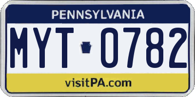 PA license plate MYT0782