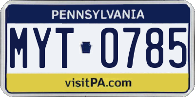 PA license plate MYT0785