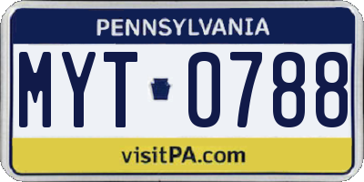 PA license plate MYT0788