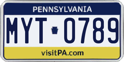 PA license plate MYT0789