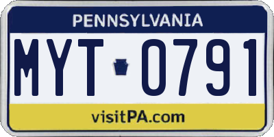 PA license plate MYT0791