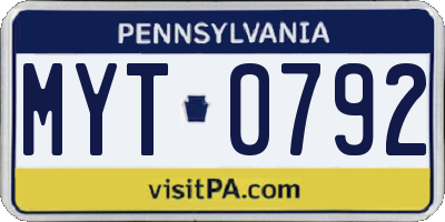 PA license plate MYT0792