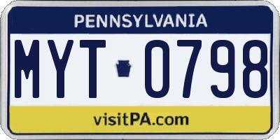 PA license plate MYT0798
