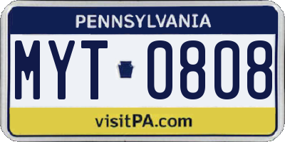 PA license plate MYT0808