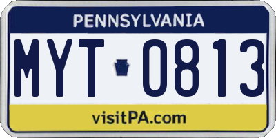PA license plate MYT0813