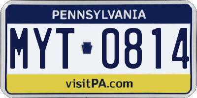 PA license plate MYT0814