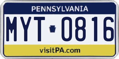 PA license plate MYT0816
