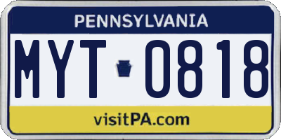 PA license plate MYT0818
