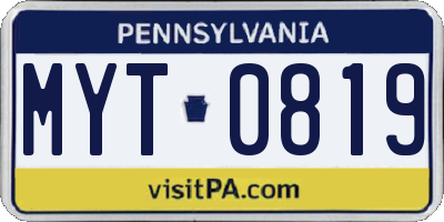 PA license plate MYT0819