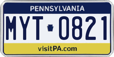 PA license plate MYT0821