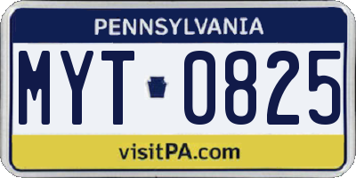 PA license plate MYT0825