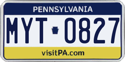 PA license plate MYT0827