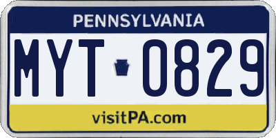 PA license plate MYT0829