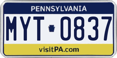 PA license plate MYT0837