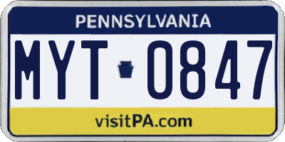 PA license plate MYT0847